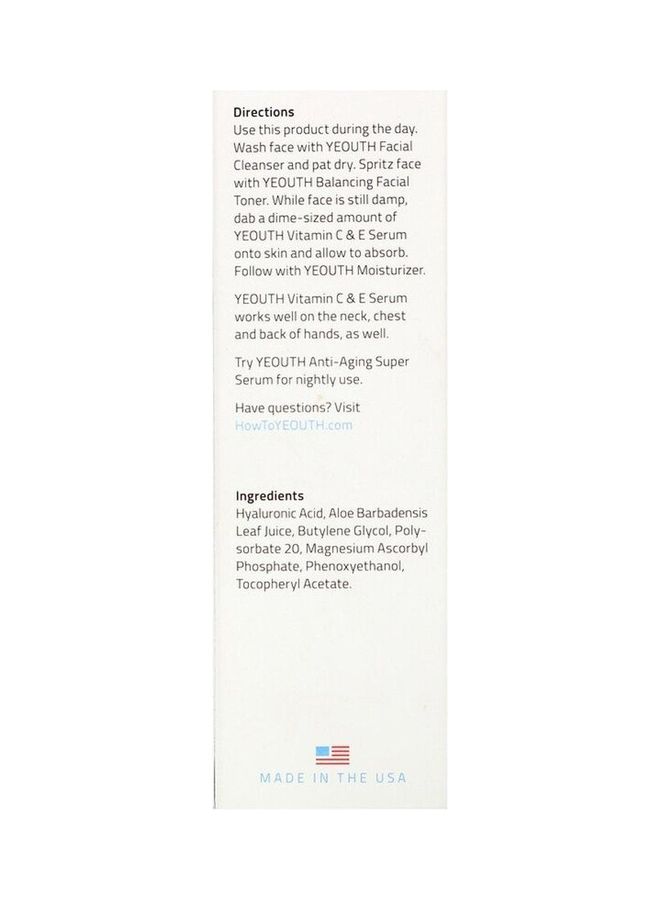 Yeouth Vitamin C And E Serum With Hyaluronic Acid Clear 60ml - Image 3