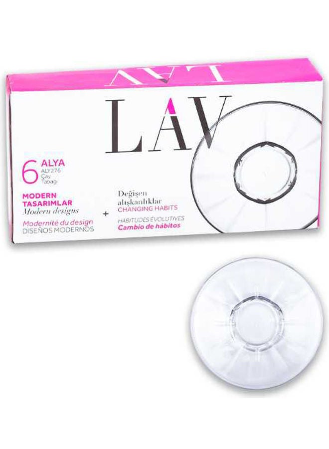 LAV 6-Piece Tea Saucer Set Clear 12.5x2x12.5cm - Image 3