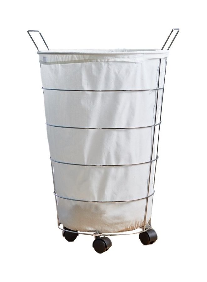 Laundry Hamper with Castor Wheels white bag White 47cm 