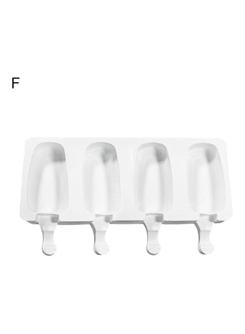 Oval Ice Cream Silicone Reusable Chocolate Popsicle Maker DIY Dessert Mold White 25.8 x 14.5 x 2.6cm