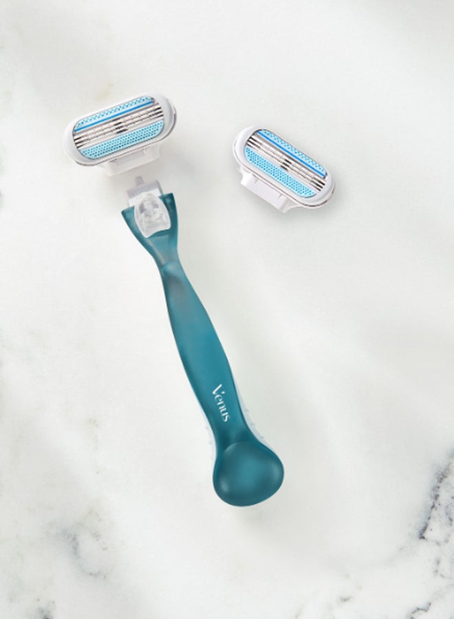Venus - Smooth Razor Handle With 5 Blade Refills Blue - Image 1