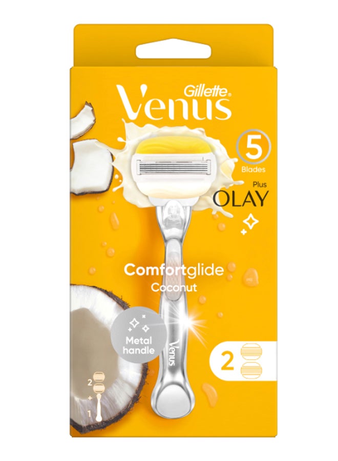 Venus - Comfortglide Coconut Razor Handle With 2 Blade Refills Multicolour - Image 1