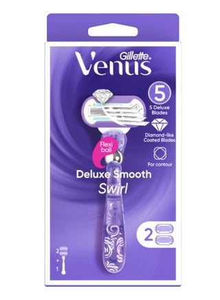 Deluxe Smooth Swirl Razor Handle With 2 Blade Refills Blue - v1630249630/N50543358A_1