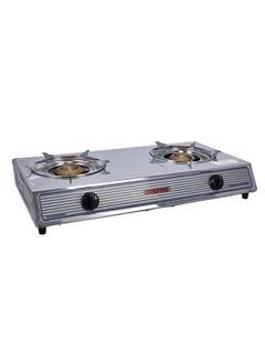GEEPAS Stainless Steel Gas Cooker| 2 Heavy Duty Cast Iron Burner With Electroplated Pan Support| Low Gas Consumption And Energy Efficient Burners| Auto Ignition System, LPG Gas Stove, Perfect For Homes, Apartments, 2 Years Warranty GGC31033 Silver  - Image 1