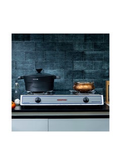 GEEPAS Stainless Steel Gas Cooker| 2 Heavy Duty Cast Iron Burner With Electroplated Pan Support| Low Gas Consumption And Energy Efficient Burners| Auto Ignition System, LPG Gas Stove, Perfect For Homes, Apartments, 2 Years Warranty GGC31033 Silver  - Image 4
