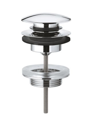 Waste set with push-open plug Silver/Black - v1630300473/N50546473A_1