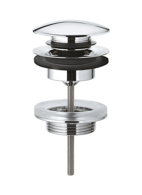 Waste set with push-open plug Silver/Black