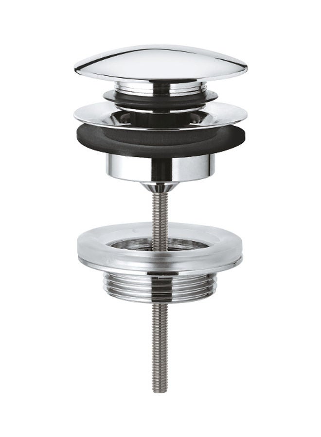 Waste set with push-open plug Silver/Black