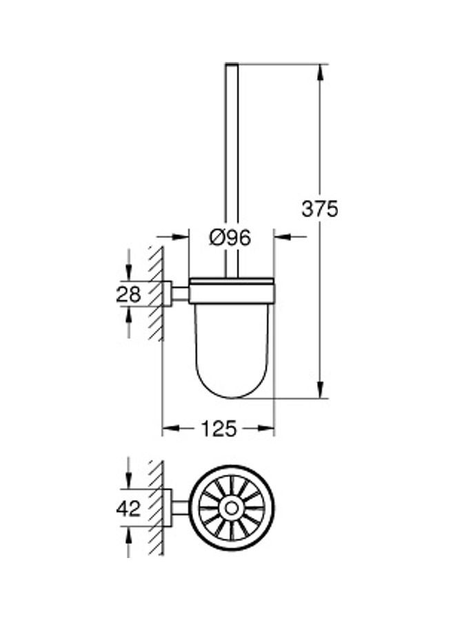 جروهي فرشاة مرحاض مكعبة من مجموعة إسينشالز أبيض/كروم 375x125مم - Image 2
