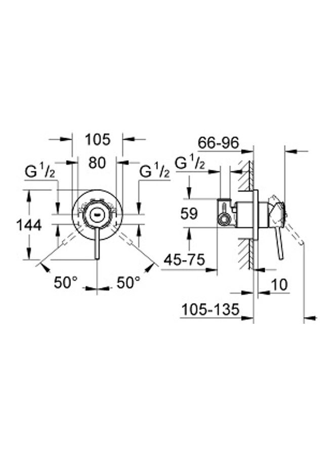 Grohe Bau Classic Single-Lever Shower Mixer Silver 144x105mm - Image 2