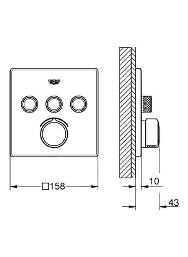 جروهي خلاط ماء سمارت كنترول مخفي مع 3 صمامات فضي 158x158سم - Image 2