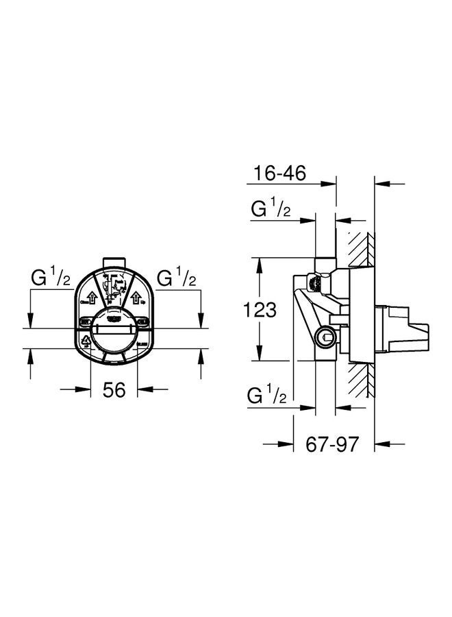 Single Lever Concealed Body  Mixer Gold/Blue 123x97mm - v1630301487/N50546425A_2