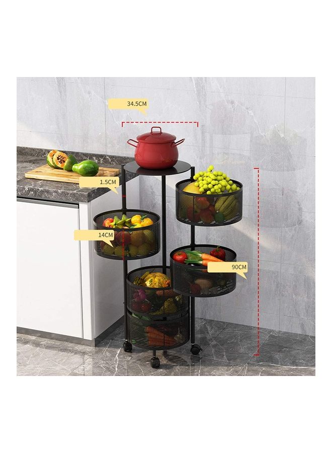 Multi-Layer Kitchen Storage Shelf Rotatable Steel Rack 4 Movable Wheels Fruit Vegetable Snack Organizer Stand Black 90cm - https://f.nooncdn.com/p/v1630301567/N50547180A_3.jpg?width=original
