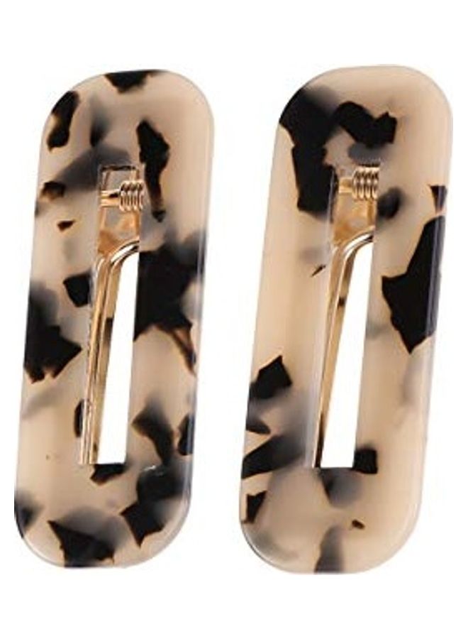 2-Piece Leopard Shell Hair Clips Multicolour 0.59X2.76X0.98inch - v1630307698/N50555574A_1