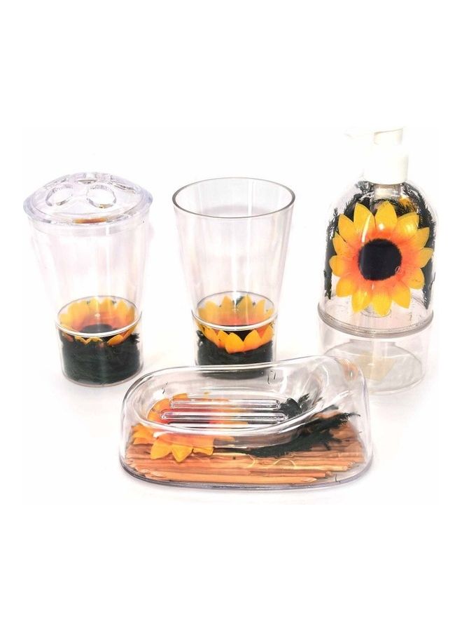 4-Piece Bathroom Set Sunflower Series Clear 18x16x16cm