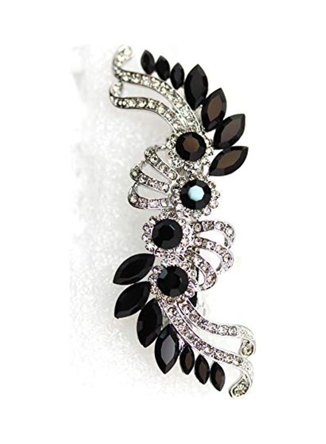Faship Gorgeous Crystal Flower hair Barrette Clip Silver/Black 1X1X3inch - Image 2