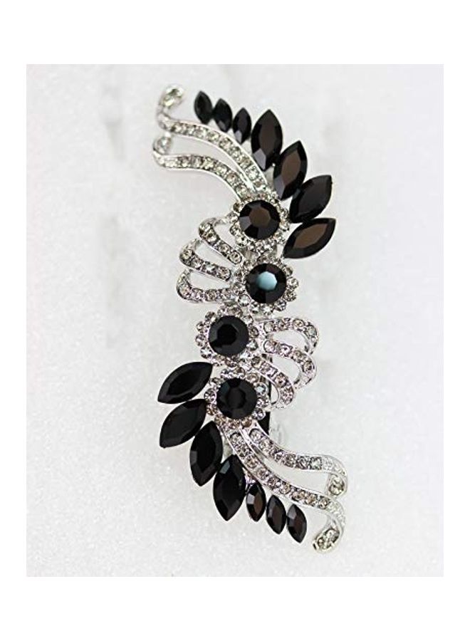Faship Gorgeous Crystal Flower hair Barrette Clip Silver/Black 1X1X3inch - Image 3