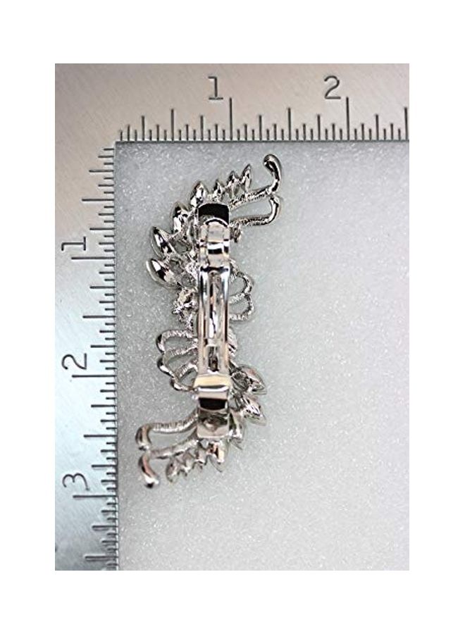 Faship Gorgeous Crystal Flower hair Barrette Clip Silver/Black 1X1X3inch - Image 5