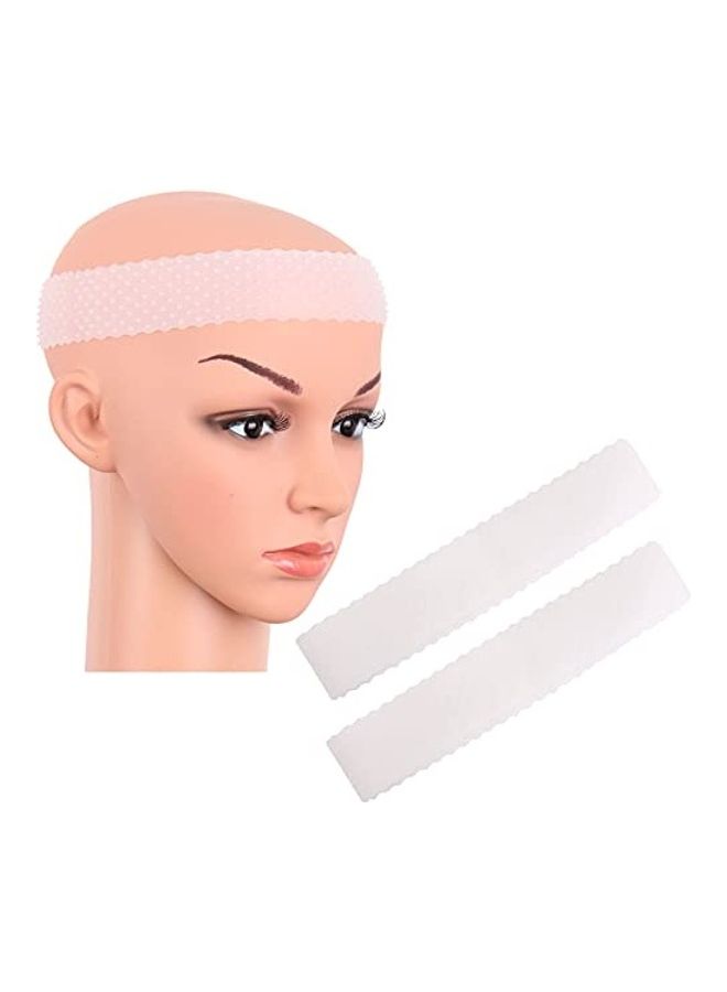 MapofBeauty 2-Piece Non Slip Silicone Wig Grip Band White 2x1.4x1.2inch - Image 1