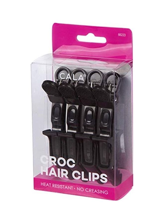 كالا مجموعة من مشابك للشعر بتصميم تمساح مكونة من 4 قطع أسود 3x2x2بوصة - Image 1