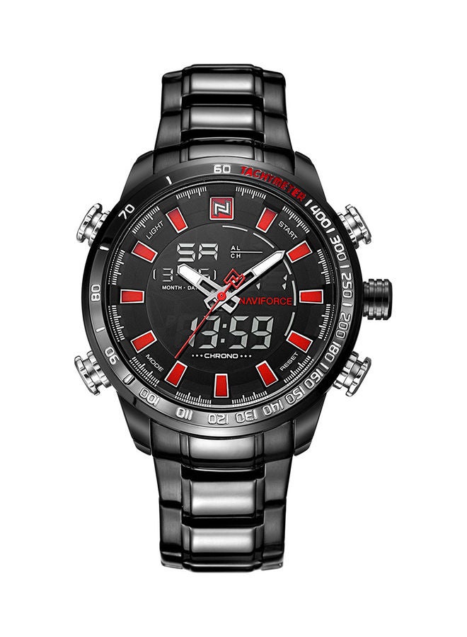 NAVIFORCE Men's Double Display Multi-Function Steel Strap Wrist Watch  - Image 1