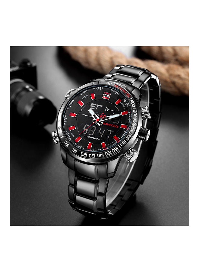 NAVIFORCE Men's Double Display Multi-Function Steel Strap Wrist Watch  - Image 2