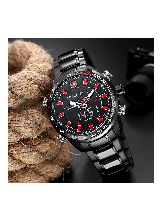 NAVIFORCE Men's Double Display Multi-Function Steel Strap Wrist Watch  - Image 3