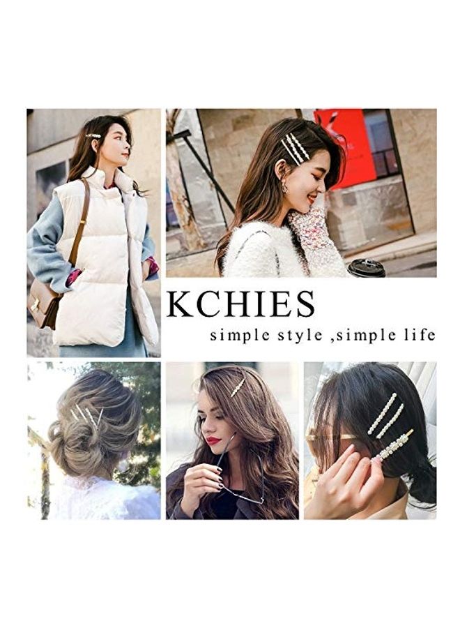 KCHIES 6-Piece Gold Pearl Bobby Pins Hair Clip For Woman Multicolour 2X1.4X1.2inch - Image 2