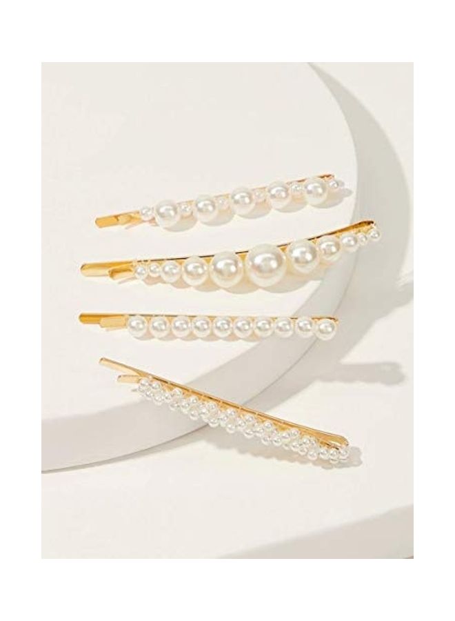 KCHIES 6-Piece Gold Pearl Bobby Pins Hair Clip For Woman Multicolour 2X1.4X1.2inch - Image 3