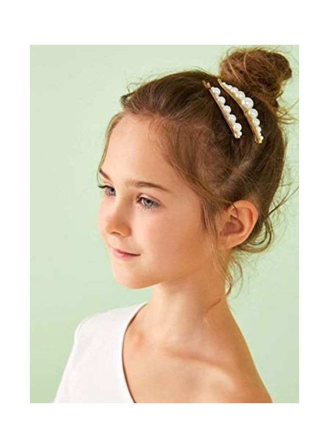 KCHIES 6-Piece Gold Pearl Bobby Pins Hair Clip For Woman Multicolour 2X1.4X1.2inch - Image 4