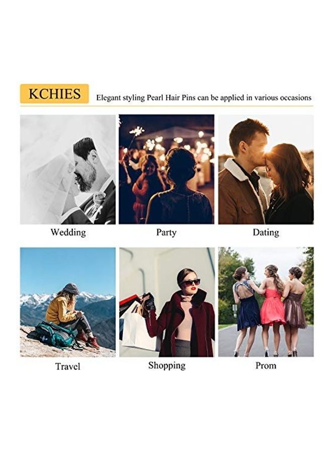 KCHIES 6-Piece Gold Pearl Bobby Pins Hair Clip For Woman Multicolour 2X1.4X1.2inch - Image 5