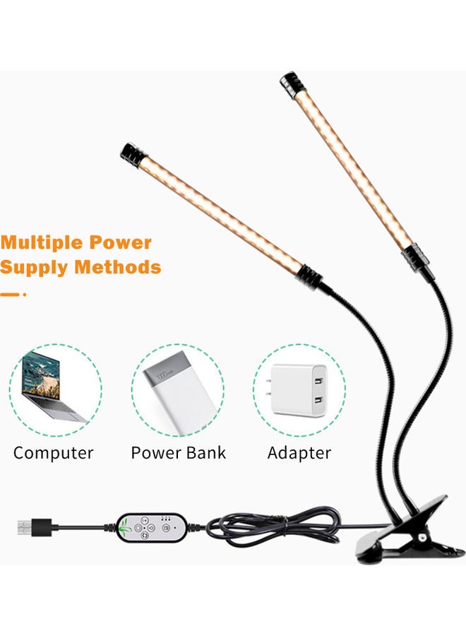 3 Head LED Grow Full Spectrum Light 4/8/12H Timer Black 30.00x8.00x12.00cm