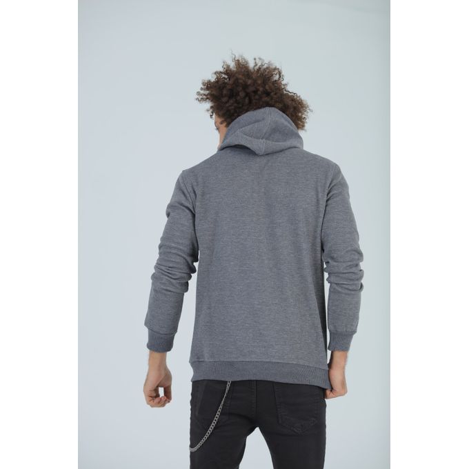 Caesar Casaul  Printed -WHY- Hooded Neck Hoodie Grey  - Image 3