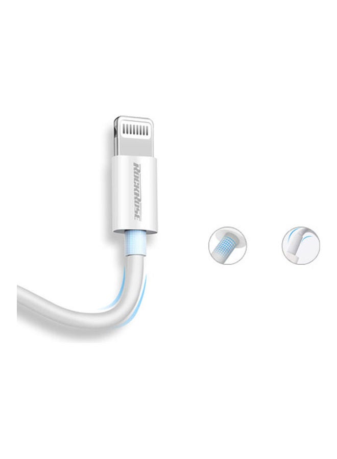 ROCKROSE 2.4A 1M Lightning Cable White  - Image 2