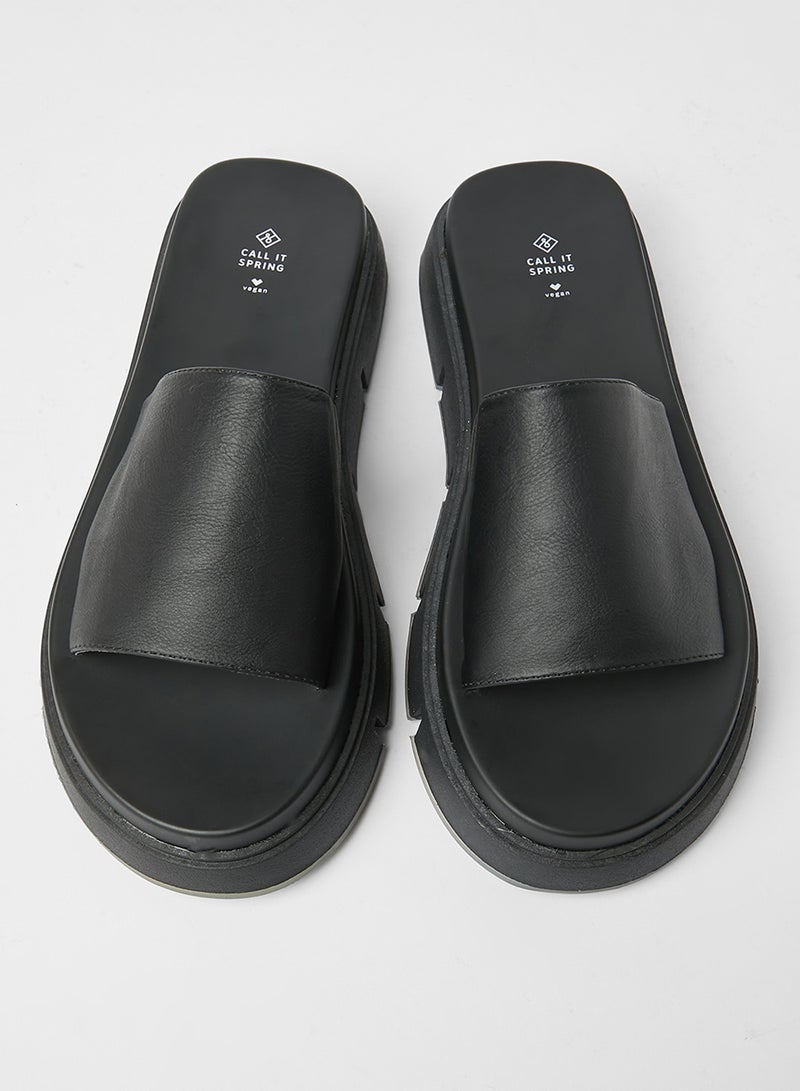 CALL IT SPRING - Elama Chunky Flat Sandals Black - Image 1