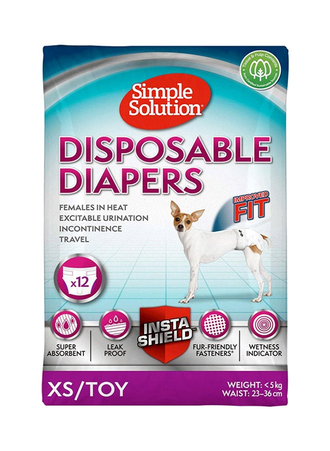 سيمبل سوليوشن حفاضات للحيوانات الأليفة للاستخدام مرة واحدة مع مؤشر البلل عدد 12 متعدد الألوان