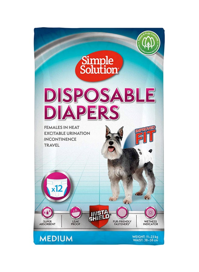 سيمبل سوليوشن Disposable Pet Diapers Medium Pack Of 12 Multicolour