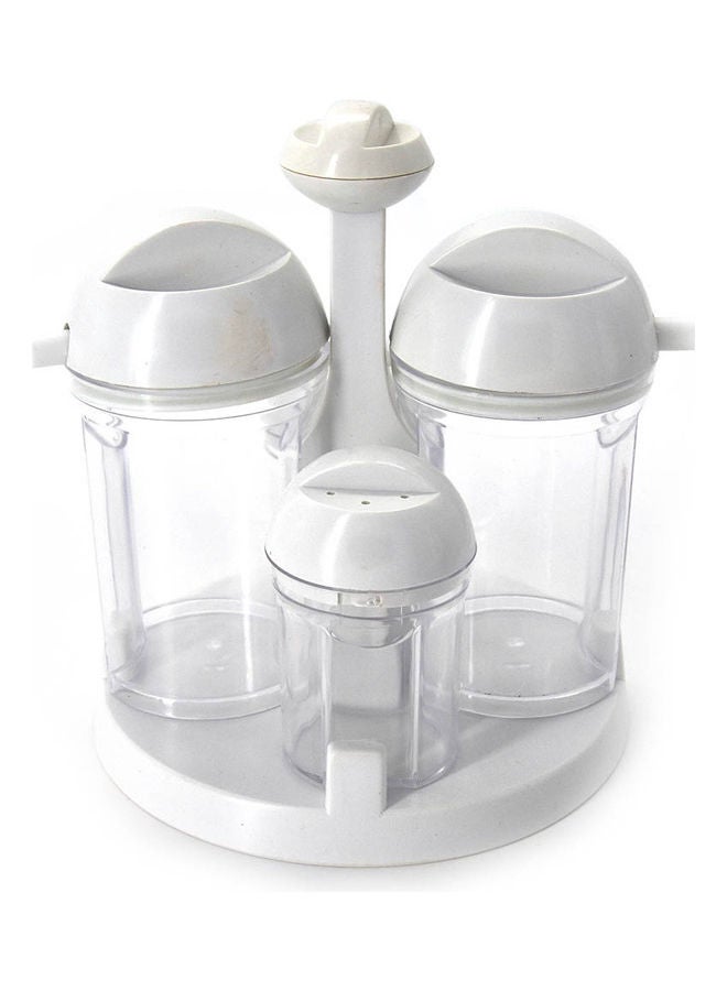 4-Piece Cruet Set Transparent/White 19 x 16 x 16cm 