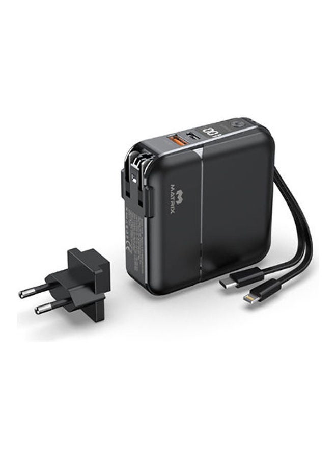 ماتريكس - باور بنك لإمداد الطاقة مع كابلات مدمجة 15000.0 mAh أسود - Image 1