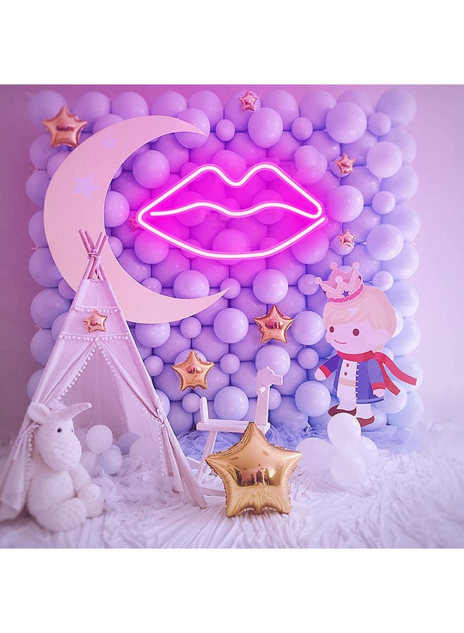 عربست مصباح LED نيون على شكل شفاه لديكور الحائط مزود بمصدر طاقة USB وردي 26.5 x 14سم  - Image 5