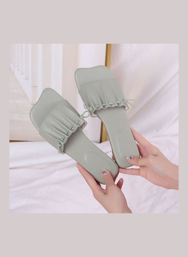 Simple Design Lightweight Comfy Flat Slippers Blue - Image 2