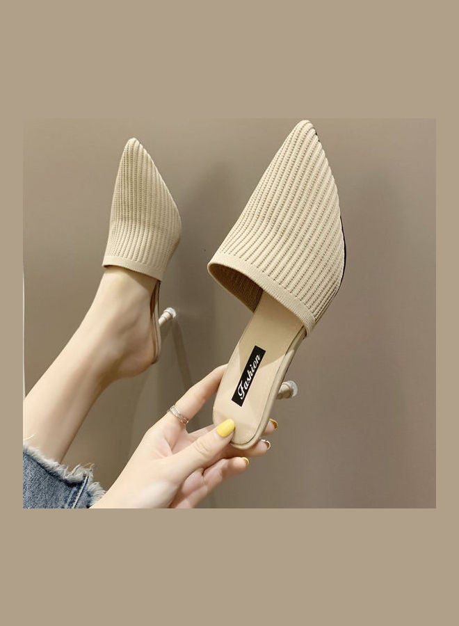 Generic - Stylish Heeled Mules Beige - Image 1
