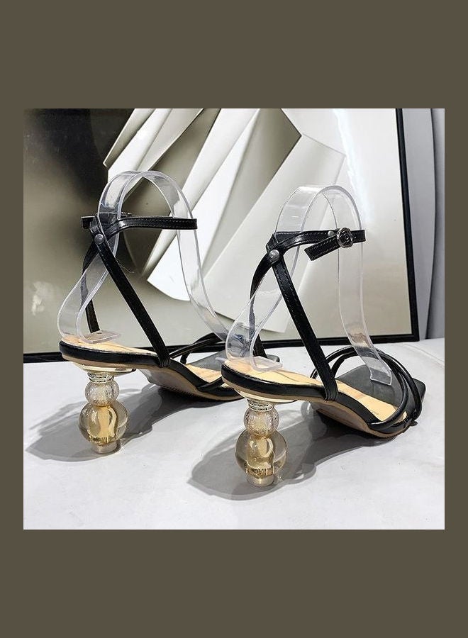 Stylish Heeled Sandals Black - Image 2