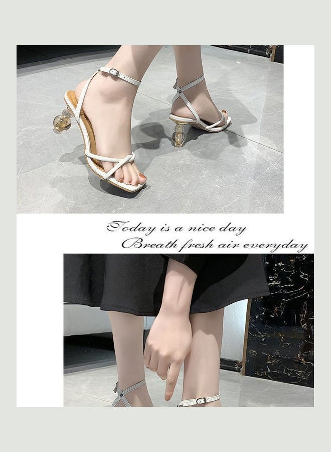 Stylish Heeled Sandals White - Image 5