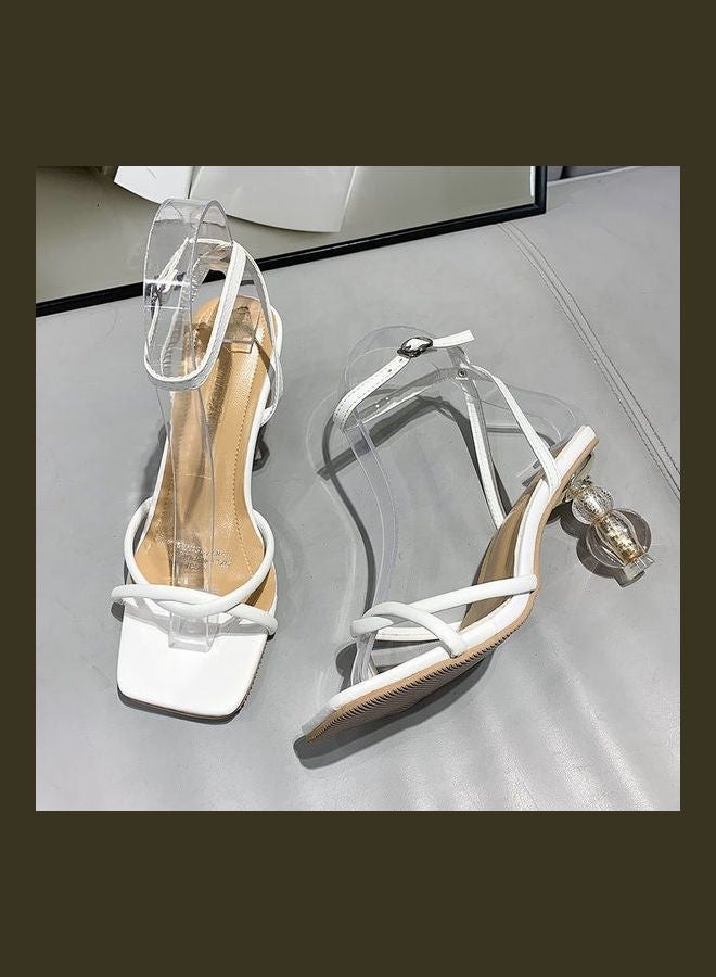 Stylish Heeled Sandals White - Image 3