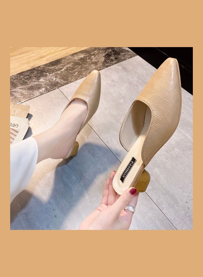 Generic - Stylish Heeled Mules Beige - Image 1