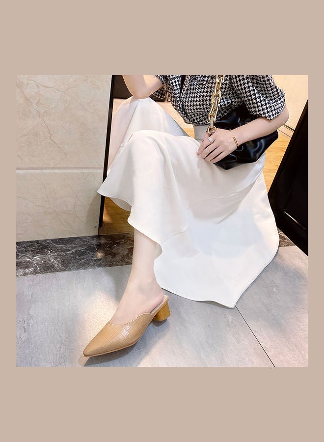 Generic - Stylish Heeled Mules Beige - Image 1
