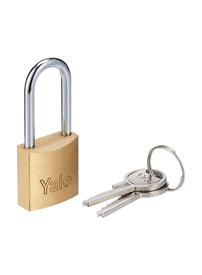Yale - 15-0110-2528-00-0211 113 Series Long Shackle Padlock With 2 Keys Gold/Silver 25mm - Image 1