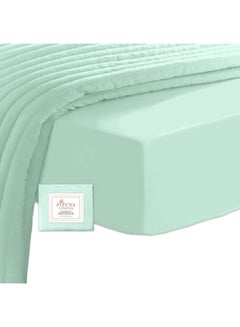 PIZUNA 100% Long Staple Soft Sateen 400 Thread Count Weave Queen Size Fitted Bed Sheet Cotton Mint Green 150x200cm  - Image 2