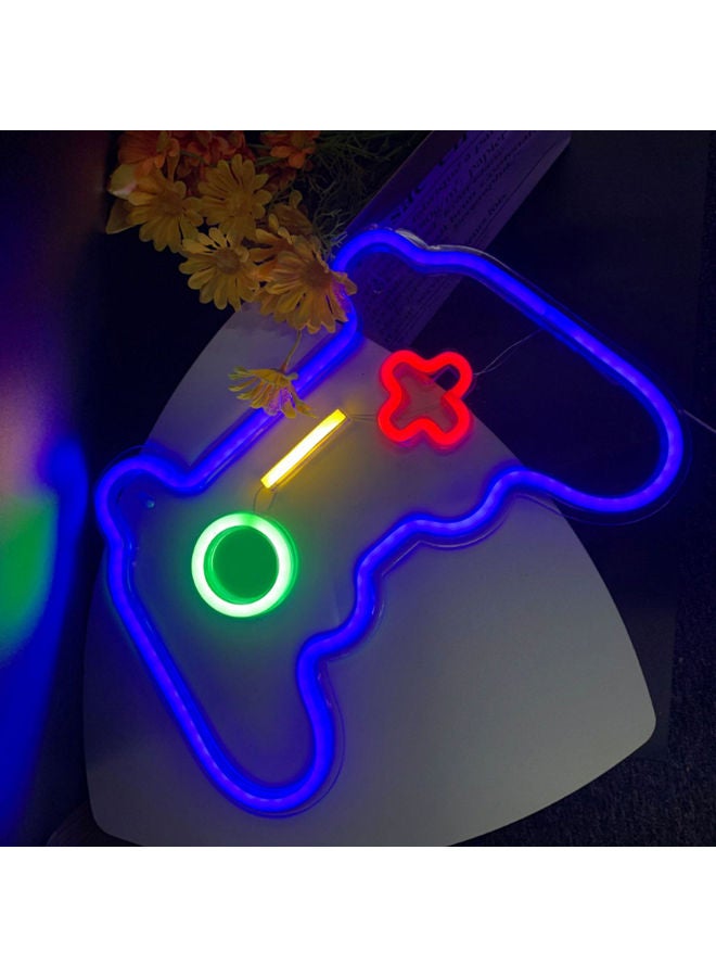 Neon Signs LED Gamepad Shaped Lights Wall Decor Multicolour 27.5 x 41cm